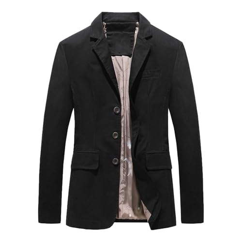 Men Casual Three-Button Stripe Lined Cotton Twill Suit Jacket Lapel Single-Button Jacket Outdoor Business Casual Coat