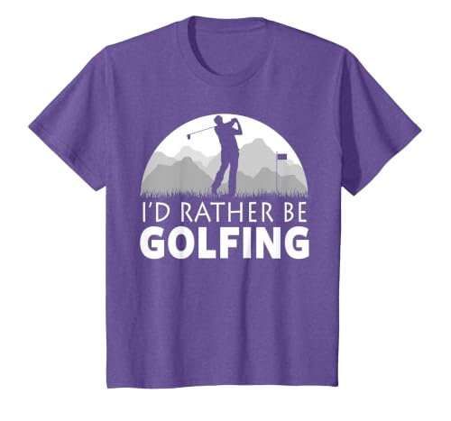 Golf I'd Rather BE Golfing Funny Golf T-Shirt, Youth, Purple Heather, Small