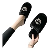 Gyios Damen Hausschuhe Herbst- Und Winter-plüsch-Hausschuhe Für Frauen, Flache, Lässige, Warme, Weiche Löschung Baumwollschuhe-schwarz-38-39