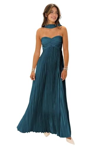 Strapless Chiffon Bridesmaid Dresses with Scarf Pleated A Line Formal Evening Gown Long