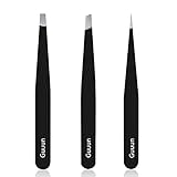 Tweezers for Eyebrows, Pointed, Flat, Slanted Tweezers Professional Steel Slant Tip Eyebrow Tweezer Set - Great Precision for Facial Hair, Ingrown Hair, Splinter, Blackhead and Tick Remover