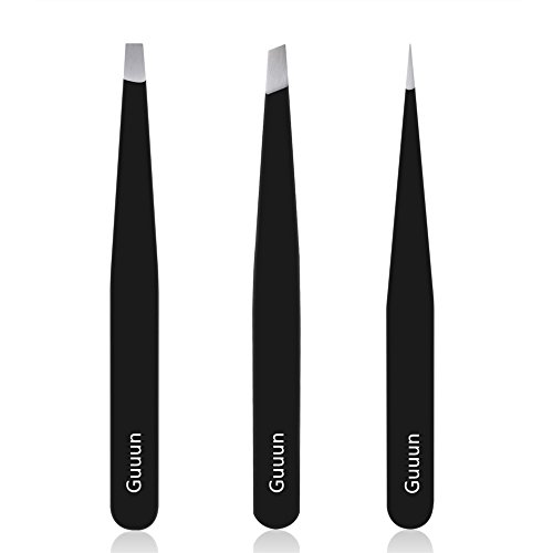 Tweezers for Eyebrows, Pointed Flat Slanted Tweezers Steel Slant Tip Eyebrow Tweezer Set Great Precision for Facial Hair, Ingrown Hair, Splinter, Blackhead and Tick Remover