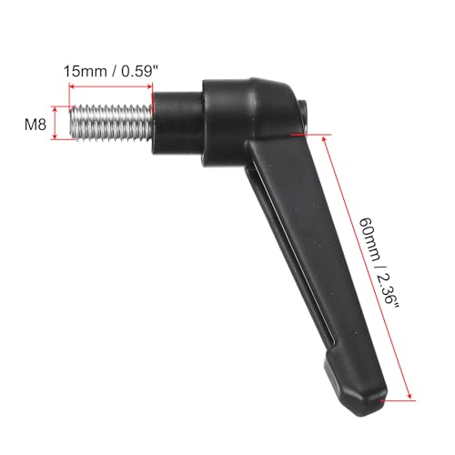 Image of uxcell Adjustable Clamping Lever Handle M8 x 15mm Metric 304 Stainless Steel Male Threaded Stud Hand Knobs Push Button Ratchet Rotating Screw Handles Bolts with Locking Lever Black