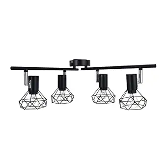 UBERSWEET Ceiling Lamp Base, Good Heat Dissipation Ceiling Spotlight Fixture Lamp Holder 4 Head Design Wrought Iron for Museums for Cafes for Exhibition Halls'||
