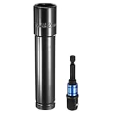 uxcell インパクトソケット 24mmメトリックソケット 差込角1/2"ドライブ 150mm長さ 1/4"六角軸アダプター付き 電動手動兼用 ディープ6角 CR-Vスチール アダプターアクセサリーツールセットキット ヘックスボルトナット用