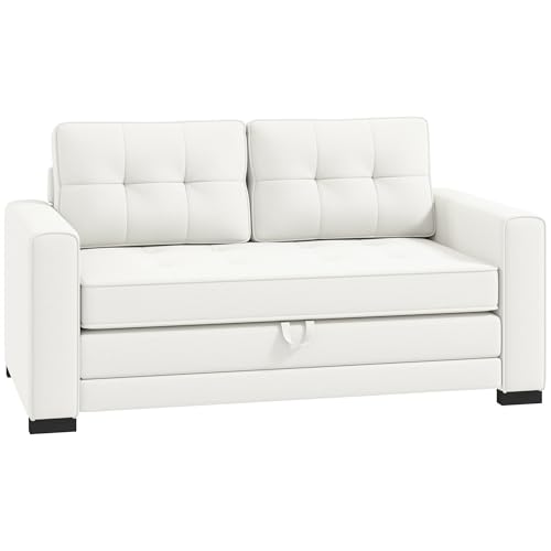 HOMCOM Canapé Convertible 2 Places canapé-lit avec Dossier capitonné, Coussins et Matelas Pliable...