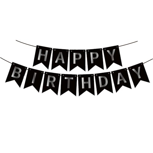 Image of ZHENGYE Black Happy Birthday Banner - Birthday Party Theme for Kids & Girls - Party Decorations & Supplies
