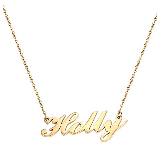 JewelryWe Collier Personnalisé en Acier inoxydable Privé de Nom Personnalisé de Mode Simple (Name-personnalisable, Or)