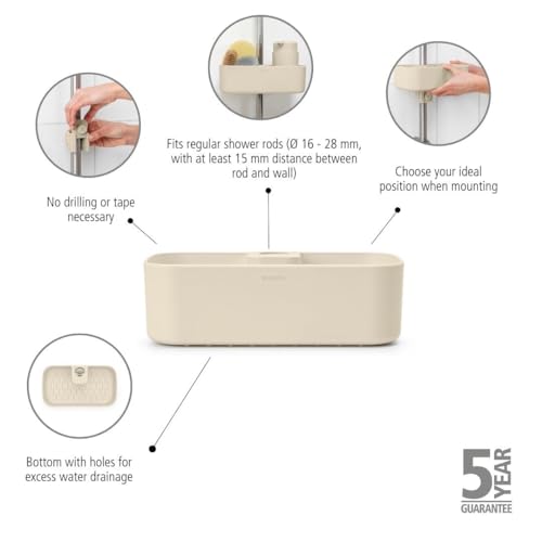 Brabantia, ReNew Shower Caddy, Space Efficient, Holds up to 2 kg, Wall Organiser for the Shower, Corrosion Resistant - Image 2