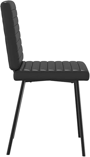 Miniatura 6 de Juego de 2 sillas de comedor modernas, sillas de cocina de piel sintética negra, elegantes sillas para comedor, asientos cómodos para comedor