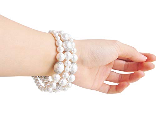 Usee Tech White Pearl Bands Compatible With Samsung Gear S2 Smartwatch Bands Exercising Elastic Stretch Handmade Jewelry Bracelet Watch Replacement Strap Wristband Wearable Watchbands Pearl Girls #TOP5