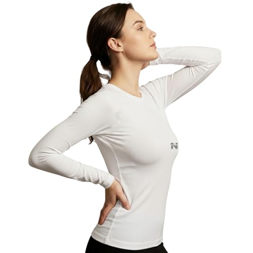 Image of NINQ Women's Athletic Compression Wear - Full Sleeve Workout & Training T-Shirt Designed for Gym, Running, Yoga, and Sports. Breathable, Stretchable