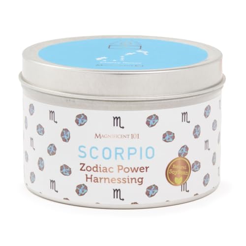 Magnificent 101 Scorpio Zodiac Sign Candle - Scented Soy Wax - Choose Your Birthdate - Great Holiday Favor for Horoscope Fans - 6 oz Tin Holder