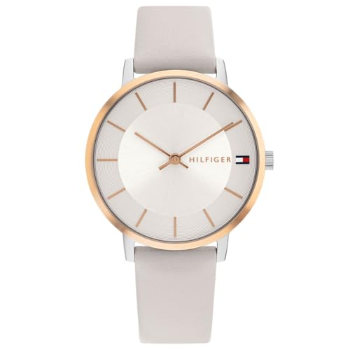 Tommy Hilfiger Zwei-Zeiger-Quarzwerk-Uhr für Damen mit Graues Lederarmband - 1782671