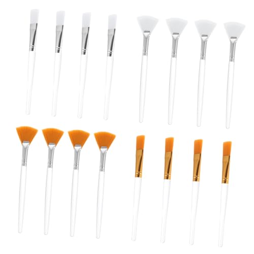 BIUDECO Flat Mask Brush Set 16pcs Fan Facial Brush Mask Applicator Mud Applicator Face Mask Brush Makeup Brush Set