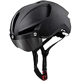 Fahrradhelm,KINGLEAD Fahrradhelm Herren Damen mit Visier Abnehmbarem Magnetischem CE-Zertifikat MTB Helm Erwachsene mit USB Licht Waschbares Innenfutter Radhelm Herren Einstellbar 57-62CM (KL090)