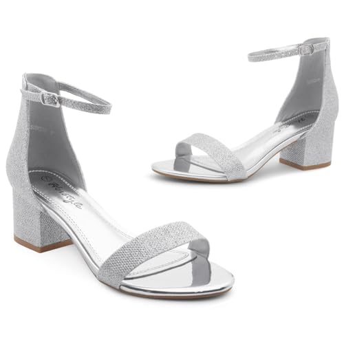 Image of Herstyle Low Block Heels for Women - 2.25 Inch Open Toe Chunky Heel Sandals with Dressy Ankle Strap for Wedding, Prom, Party & Office