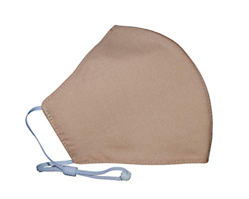 Reversible. Three Layers Face Mask cover, with water Resistant filter built-in, Reusable, Washable, Non-medical, Medium size for Adult (Beige)