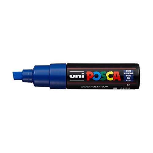 uni-ball Posca PC-8K 8.0 mm Bold Point Chisel Shaped Marker Pen, Blue Ink, Pack of 1