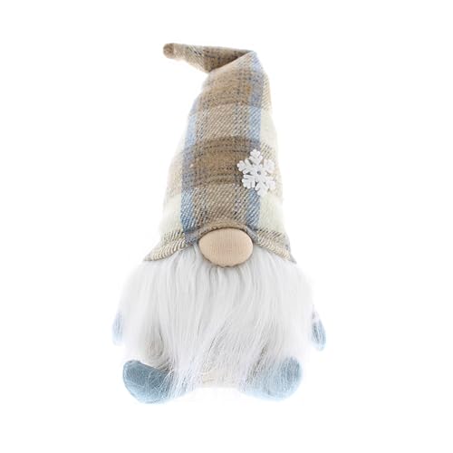 Image of Festive Productions Christmas 29cm Sitting Beige Tartan Hat Gonk – Whimsical Christmas Gnome Décor - Christmas Decoration For Home - Festive Christmas - Gonk Decoration
