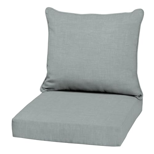 Image of Arden Outdoor Deep Seat Cushion Set, 22 in x 24 in, Weather-Proof, Rain-Proof, Fade Resistant Patio Cushion Stone Grey Leala