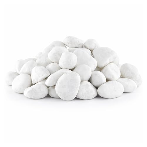 Virsus Ciottoli in marmo bianco carrara, sacca da 25kg, sassi con angoli arrotondati per decorazione ornamento giardino, pietre naturali per Vaso fiori, acquario, Varie Misure (Diametro 25-40 mm)