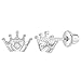 In Season Jewelry - Enfants - Couronne Boucles d’oreilles - Argent 925/1000 - Zircone Cubique - Tiges poussettes sécurité à vis