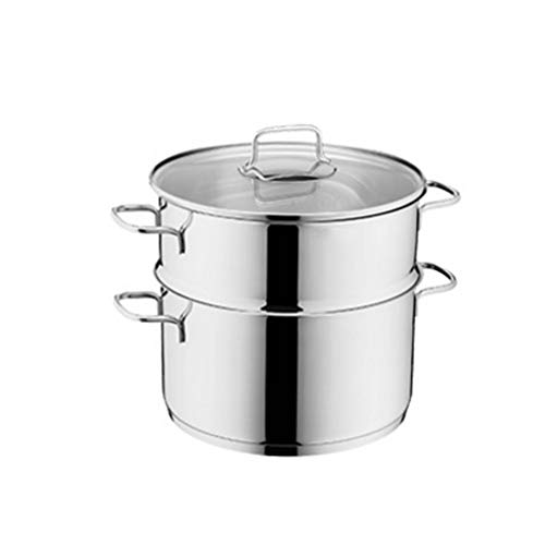 Vaporera de acero inoxidable, olla pequeña gruesa de doble uso y sartén antiadherente para cocinar y cocinar al vapor