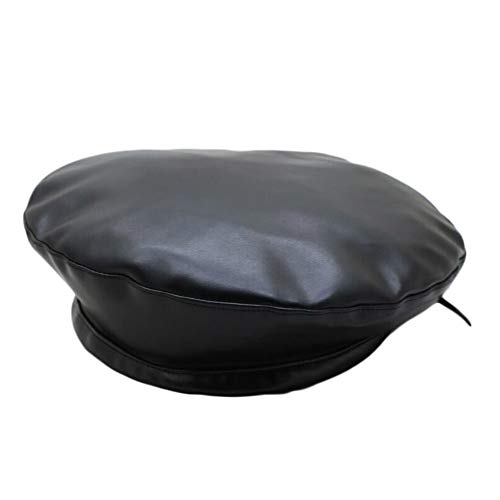 LKXHarleya Women's PU Leather Beret Hat French Style Adjustable Artist Hat,Black