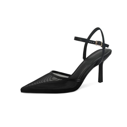SOVANYOU Womens Mesh Stiletto Heel Pumps Shoes Closed Pointed Toe Sandals Sexy Ankle Strap Heels...