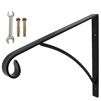 SCIEO Black Single Step Handrails, Wall Mounted Metal Wrought Iron Short Hand Rail Railing, Fits 1 or 2 Steps Stairs Ideal for Garage, Patio or Front Door Porch Steps Application