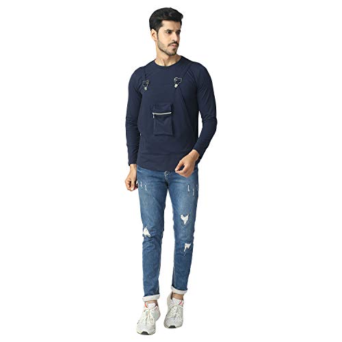 Image of Black Collection Solid Men Dungaree Style Full Sleeve T-Shirt