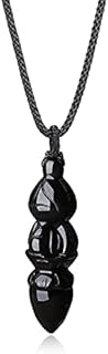 COAI Prayer Black Obsidian Vajra Buddha Pendant Necklace