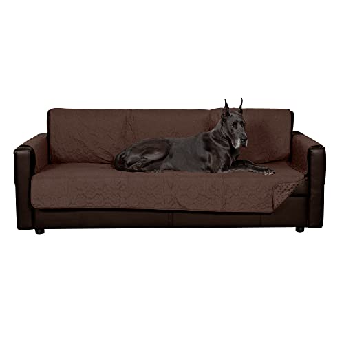Image of Furhaven Waterproof & Non-Slip XL Sofa /Couch Cover Protector for Dogs, Cats, & Children - Quilted Paw Print Living Room Furniture Cover - Espresso, X-Large Sofa