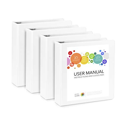 2 Inch 3 Ring Binders, Rugged Design for Home, Office, and School for 8.5 x 11 Paper, White, 4 Binders, Made in USA