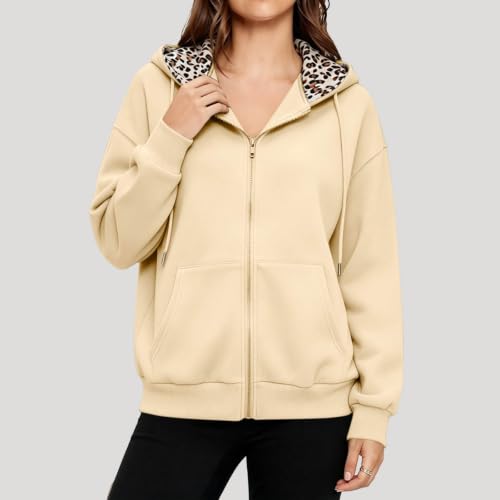 Leopard Jacket for Women Fleece Hooded Zip Up Sweatshirt Women with Pockets - image 2