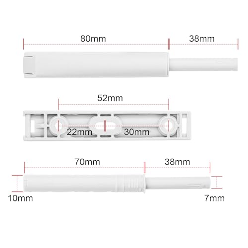 6 Stück Weiß Türschließer, Drucktüröffner, Push to Open Türöffner, Softclose Türdämpfer, Dämpfer für Schranktüren, Schubladen Drucköffner, Druck Magnetschnäpper Drucktüröffner Druckschnapper
