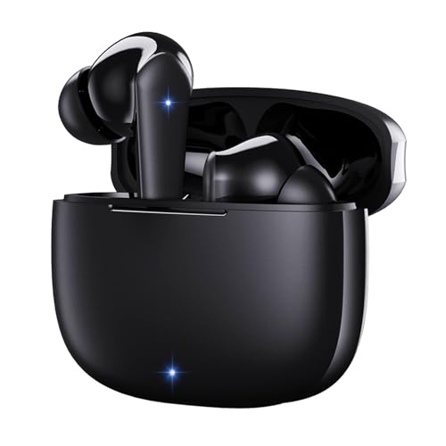 ThrillCorner Wireless Earbuds Bluetooth Earbuds Hi-Fi Stereo,3.5g Mini Earphones in Ear Built-in Microphone, 30H Playtime,USB-C Charging Case,IP5 Waterproof Earbuds Wireless for Android iOS (Black)