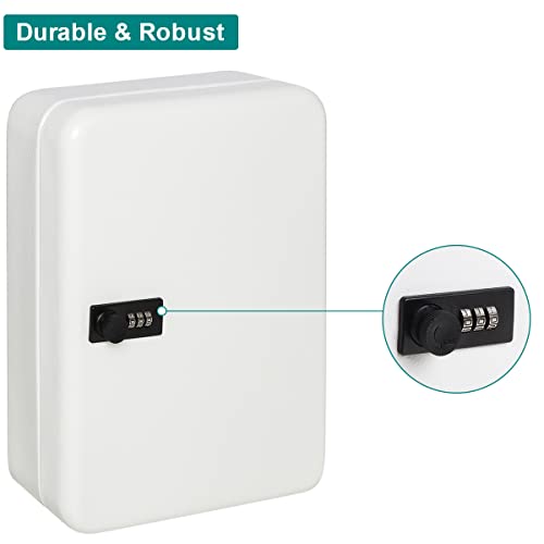 Image of Decaller Secure Key Box with Combination Lock, Key Cabinet Wall Mount Lock Box with 48 Hooks, 11 4 /5 inch x 9 1 /5 inch x 3 inch