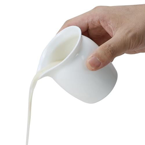 EIKS 2 Pack Ceramic Creamers Pitchers for Serving Coffee Tea Milk Salad Sauce Jam Maple Syrup, Capacity 6oz(200ml) by EIKS - Used condition - US$12.02