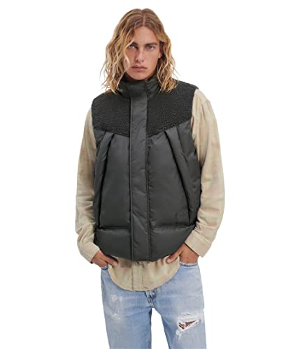 UGG Men's Zoltan Sherpa Puffer Vest Coat, Dark Ash, Small at