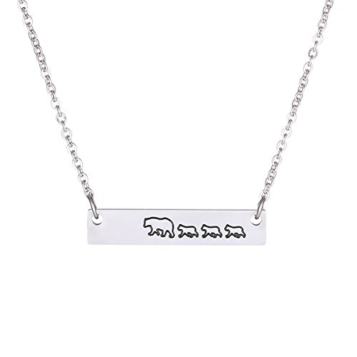 YIYIPRINCESS Mama Bear Jewelry Mama Bear Bar Necklace Mama Baby Cuff Bangle Bracelet Mom New Mom Gift (S N - 3 Cubs)