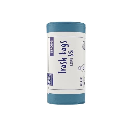 IDEA HOME-20 Stück LDPE Müllsäcke Abfallbeutel Mülltüten Kehrichtsäcke Entsorgung Mülltrennung Stark Blau 35L