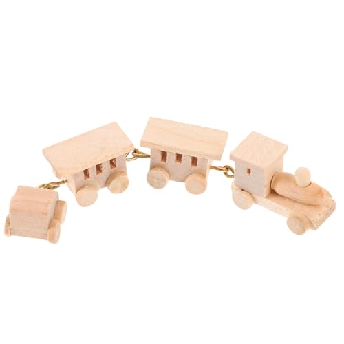 YARNOW Decorazione per Casa delle Bambole Trenino in Legno Miniatura, Giocattolo del Treno Sicuro e Levigato, Artigianato in Legno Naturale