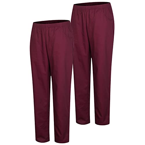 MISEMIYA - Confezione 2 Pz - Pantaloni Sanitari Unisex - Divise MEDICHE Divise SANITARIE Pantaloni da Lavoro - RIF. 8312 * 2 pz - X-Small, Granato 21