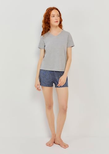 Pijama Curto Feminino Com Decote V - Cinza G