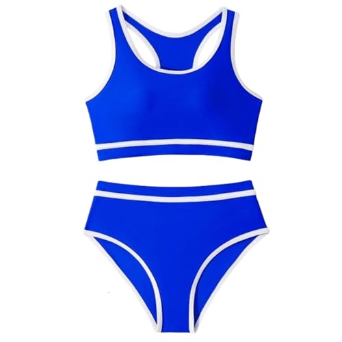 Traje de baño 2 Piezas para niña, Conjunto Bikini Cintura Alta con Cubierta, poliéster, UPF 50+ y cómodo, Ideal Actividades acuáticas, Tendencia Infantil Estilo Divertido/g