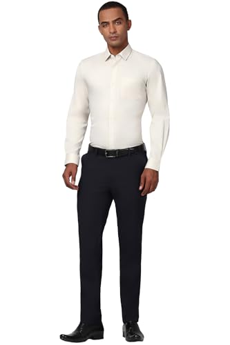 Image of Peter England Men Polycotton Slim Fit Full Sleeve Stretchable Solid Formal Shirt | Lycra Comfort