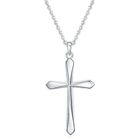 Rnivida 925 Sterling Silver Cross Pendant Necklace for Women, Simple Cross Necklace with 18" Chain, Christian Cross Necklace for Women Cover