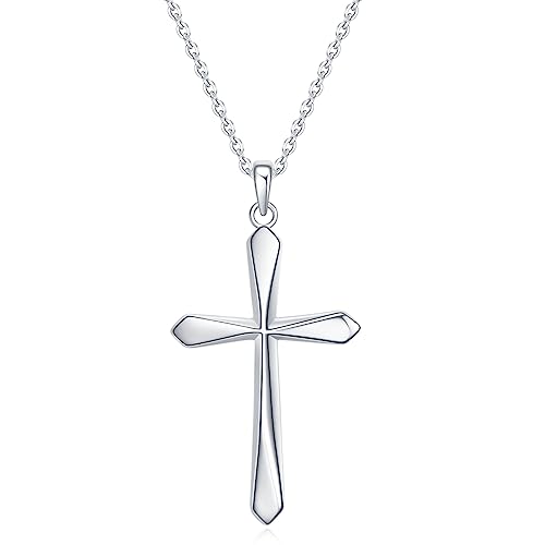 Rnivida 925 Sterling Silver Cross Pendant Necklace, Simple Cross Jewelry Gift for Women